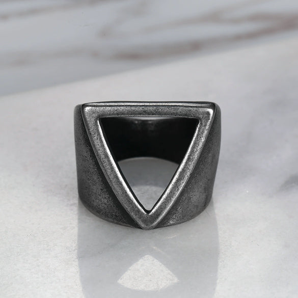 Wholesale Ring Titanium Steel Geometric Oil Treated Men's Ring