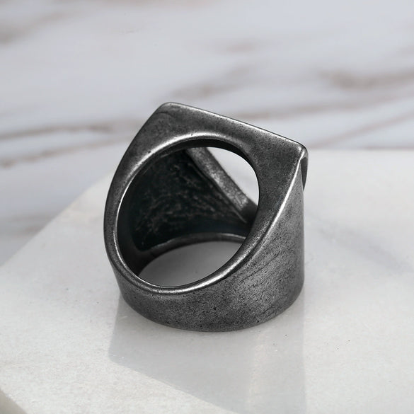 Wholesale Ring Titanium Steel Geometric Oil Treated Men's Ring