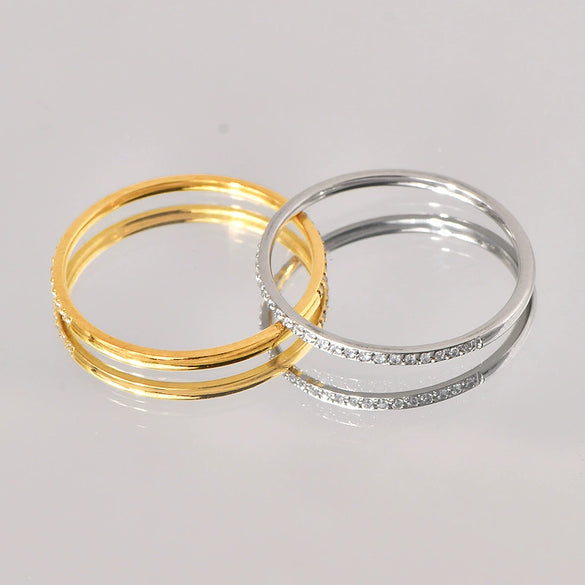 Wholesale Ring Titanium Steel Geometric Pattern Electroplated