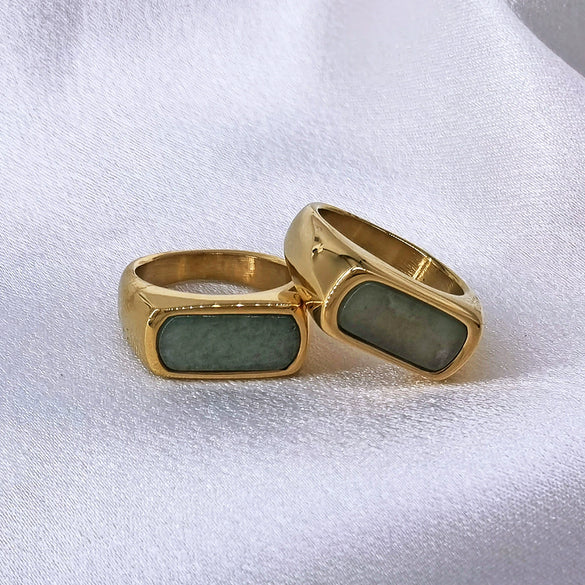 Wholesale Ring Titanium Steel Geometric Pattern 18K Goldplated Retro Stylish Unisex
