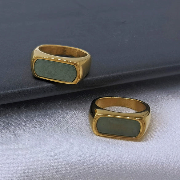 Wholesale Ring Titanium Steel Geometric Pattern 18K Goldplated Retro Stylish Unisex