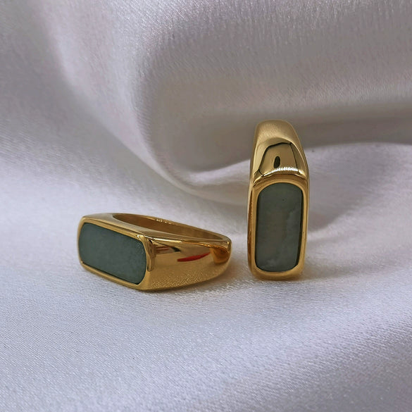 Wholesale Ring Titanium Steel Geometric Pattern 18K Goldplated Retro Stylish Unisex