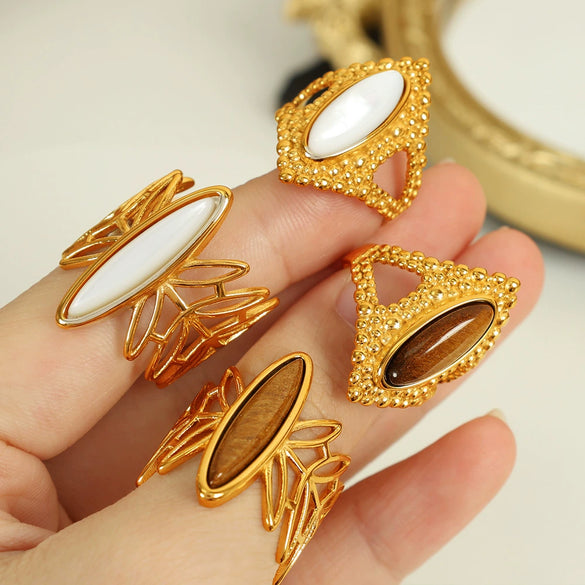 Wholesale Ring 316L Stainless Steel Geometric Retro Bohemian Style Electroplating For Women