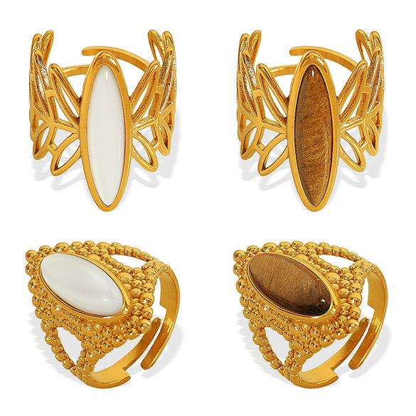 Wholesale Ring 316L Stainless Steel Geometric Retro Bohemian Style Electroplating For Women