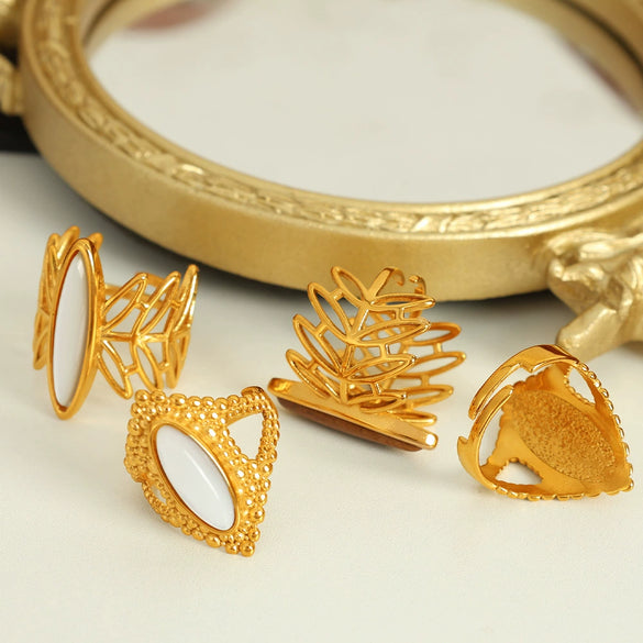 Wholesale Ring 316L Stainless Steel Geometric Retro Bohemian Style Electroplating For Women