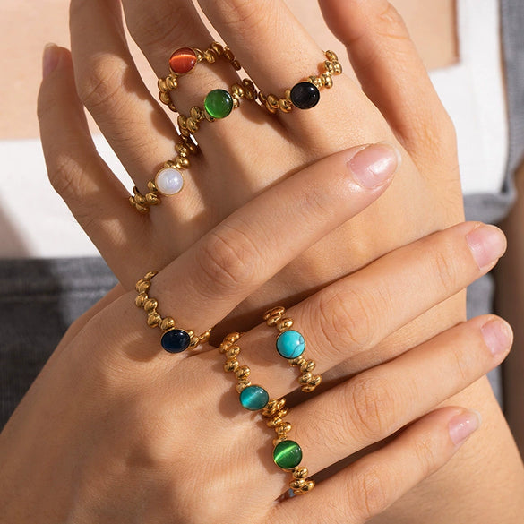 Wholesale Ring Titanium Steel Geometric Retro Light Luxury Electroplating For Women