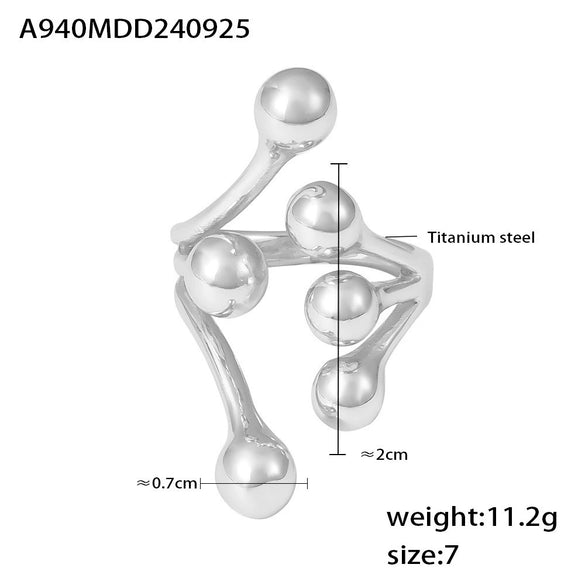 Wholesale Ring Titanium Steel Geometric Style Electroplated 18K Gold Branch Opening Design Creative Exaggerated Fashion