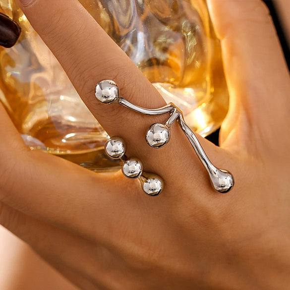 Wholesale Ring Titanium Steel Geometric Style Electroplated 18K Gold Branch Opening Design Creative Exaggerated Fashion