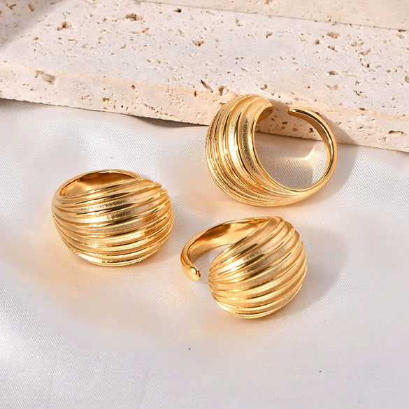 Wholesale Ring Titanium Steel Geometric Style Gold Plated