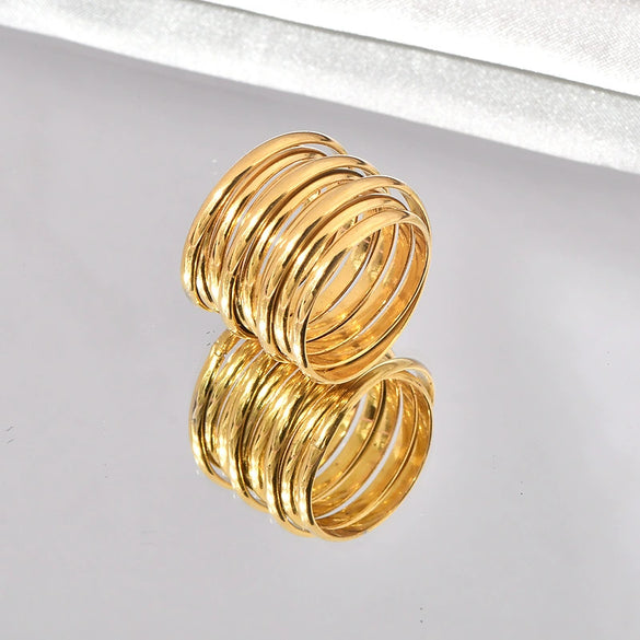 Wholesale Ring Titanium Steel Geometric U Shape Electroplating Style