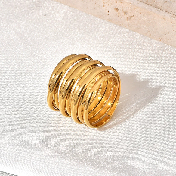 Wholesale Ring Titanium Steel Geometric U Shape Electroplating Style