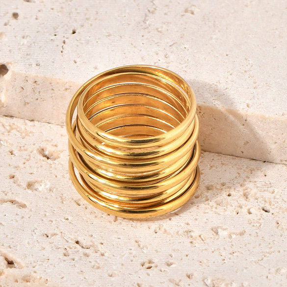 Wholesale Ring Titanium Steel Geometric U Shape Electroplating Style