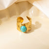 Wholesale Ring Titanium Steel Geometric U Shape Pattern Inlaid With Natural Stone Electroplated Gold Unisex