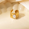 Wholesale Ring Titanium Steel Geometric U Shape Pattern Inlaid With Natural Stone Electroplated Gold Unisex