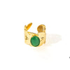 Wholesale Ring Titanium Steel Geometric U Shape Pattern Inlaid With Natural Stone Electroplated Gold Unisex