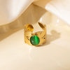 Wholesale Ring Titanium Steel Geometric U Shape Pattern Inlaid With Natural Stone Electroplated Gold Unisex