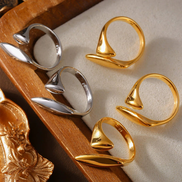 Wholesale Ring 316L Stainless Steel Goldplated Geometric Design Minimalism Style