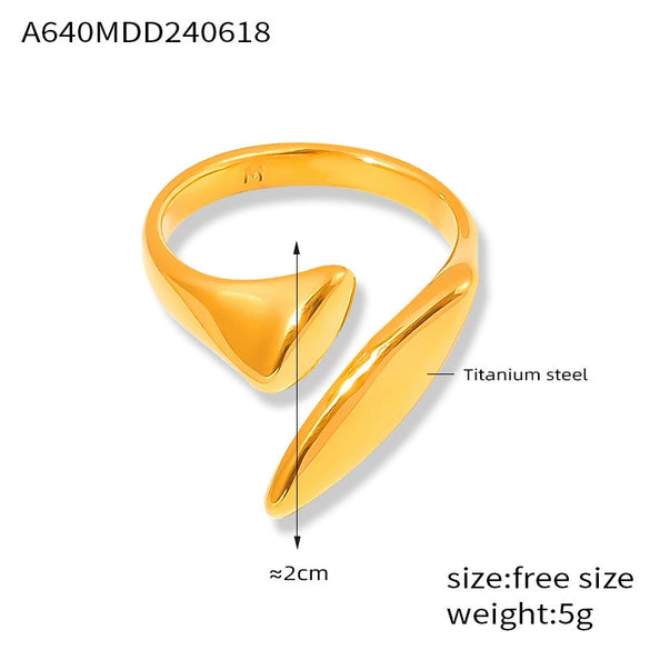 Wholesale Ring 316L Stainless Steel Goldplated Geometric Design Minimalism Style