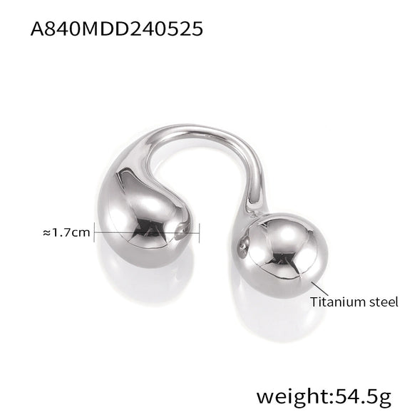 Wholesale Ring 316L Stainless Steel Goldplated Geometric Double Water Drop Opening Cold Style Simple Fashion Unisex