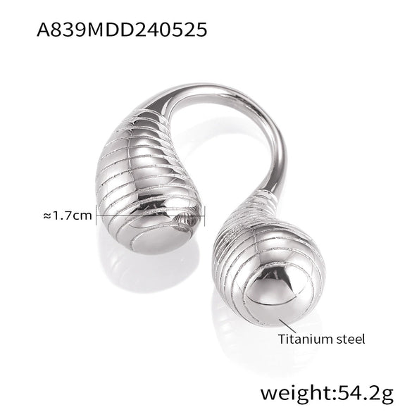 Wholesale Ring 316L Stainless Steel Goldplated Geometric Double Water Drop Opening Cold Style Simple Fashion Unisex