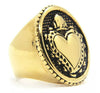 Wholesale Ring Titanium Steel Heartshaped Oil Applied Unisex Retro Locomotive Style