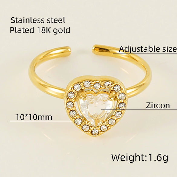 Wholesale Ring 316L Stainless Steel Highend Geometric Style Doublelayer Zirconiaembedded Love Ring For Women