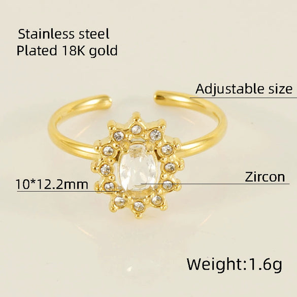 Wholesale Ring 316L Stainless Steel Highend Geometric Style Doublelayer Zirconiaembedded Love Ring For Women