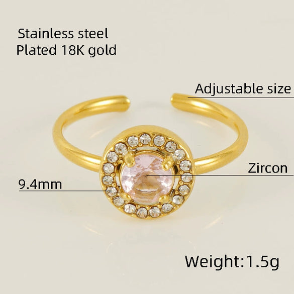 Wholesale Ring 316L Stainless Steel Highend Geometric Style Doublelayer Zirconiaembedded Love Ring For Women