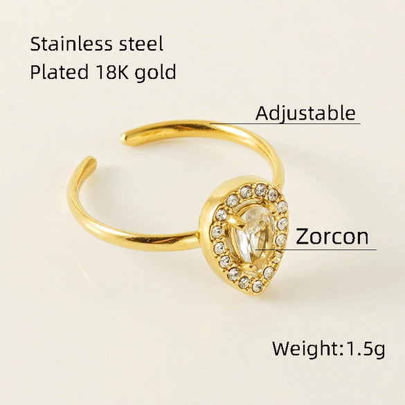 Wholesale Ring 316L Stainless Steel Highend Geometric Style Doublelayer Zirconiaembedded Love Ring For Women