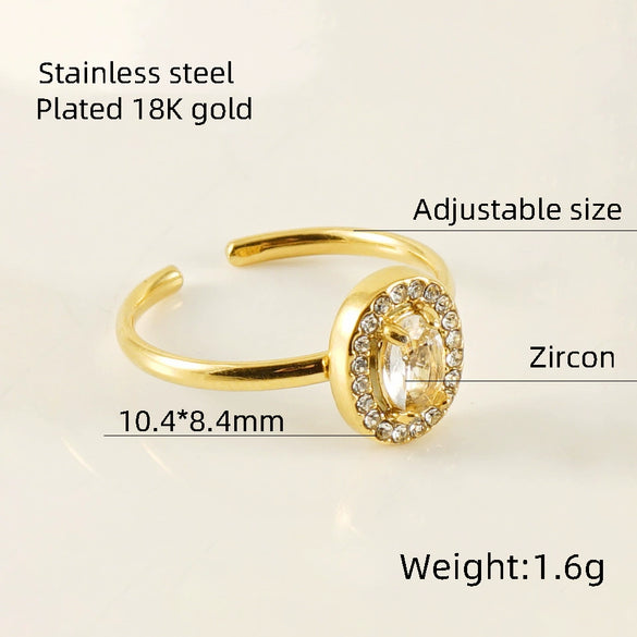 Wholesale Ring 316L Stainless Steel Highend Geometric Style Doublelayer Zirconiaembedded Love Ring For Women