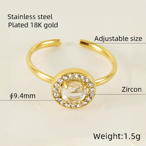 Wholesale Ring 316L Stainless Steel Highend Geometric Style Doublelayer Zirconiaembedded Love Ring For Women