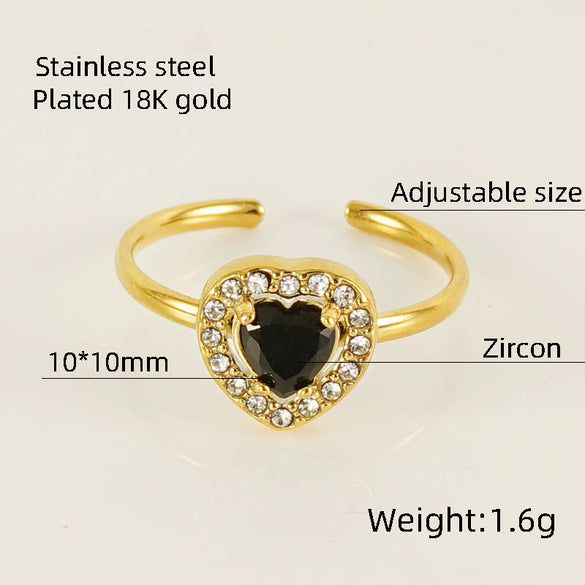 Wholesale Ring 316L Stainless Steel Highend Geometric Style Doublelayer Zirconiaembedded Love Ring For Women