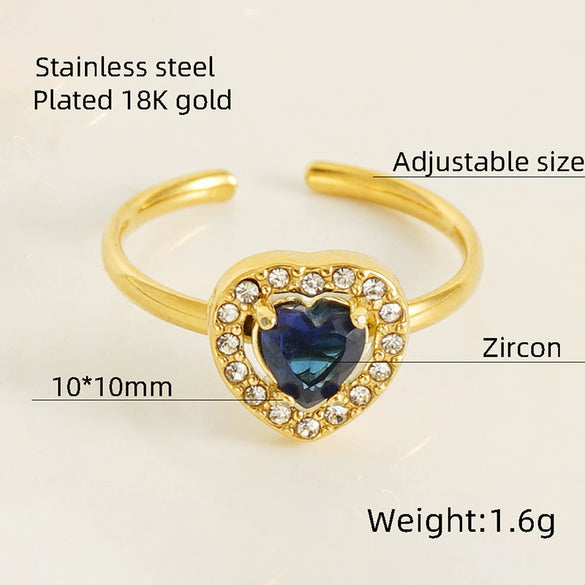 Wholesale Ring 316L Stainless Steel Highend Geometric Style Doublelayer Zirconiaembedded Love Ring For Women