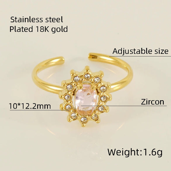 Wholesale Ring 316L Stainless Steel Highend Geometric Style Doublelayer Zirconiaembedded Love Ring For Women