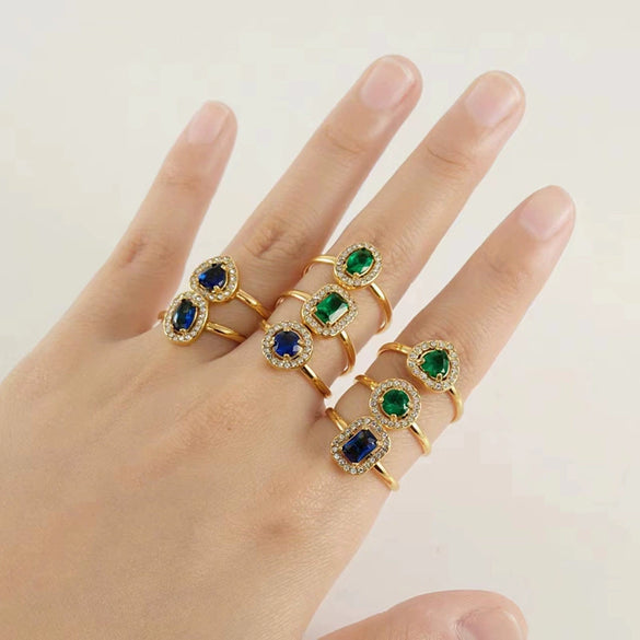 Wholesale Ring 316L Stainless Steel Highend Geometric Style Doublelayer Zirconiaembedded Love Ring For Women