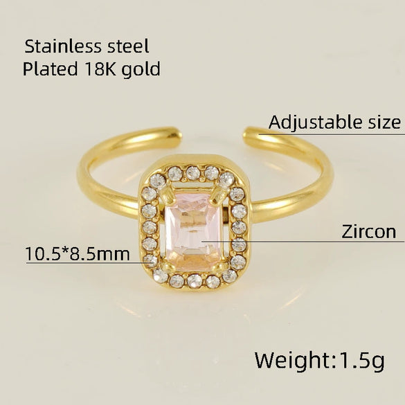 Wholesale Ring 316L Stainless Steel Highend Geometric Style Doublelayer Zirconiaembedded Love Ring For Women