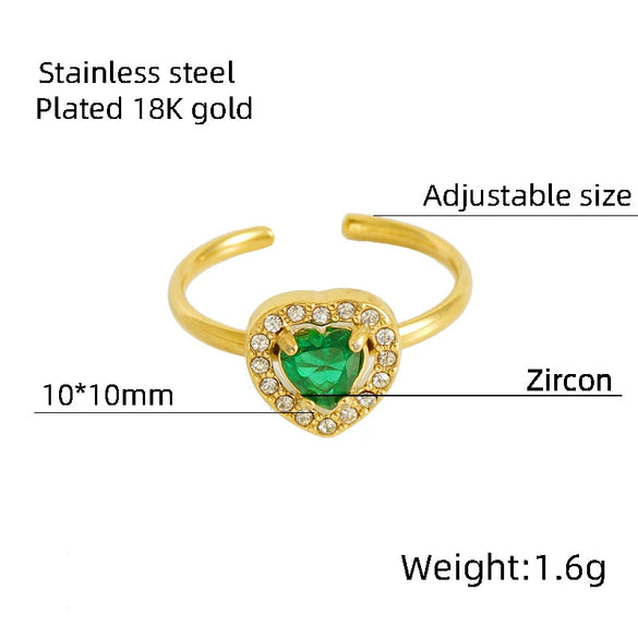 Wholesale Ring 316L Stainless Steel Highend Geometric Style Doublelayer Zirconiaembedded Love Ring For Women