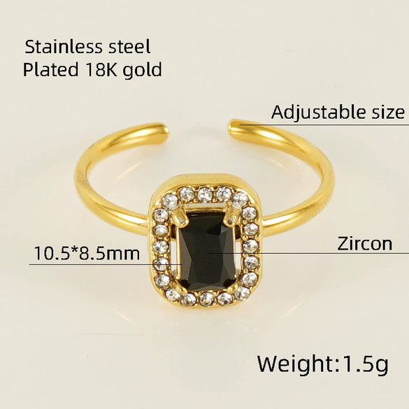 Wholesale Ring 316L Stainless Steel Highend Geometric Style Doublelayer Zirconiaembedded Love Ring For Women