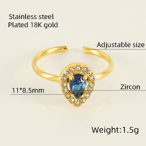 Wholesale Ring 316L Stainless Steel Highend Geometric Style Doublelayer Zirconiaembedded Love Ring For Women