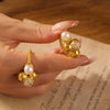 Wholesale Ring 316L Stainless Steel Imitation Pearls Geometric Multiball Stitching Diamondencrusted Electroplated 18K Real Gold For Women