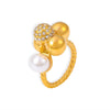 Wholesale Ring 316L Stainless Steel Imitation Pearls Geometric Multiball Stitching Diamondencrusted Electroplated 18K Real Gold For Women