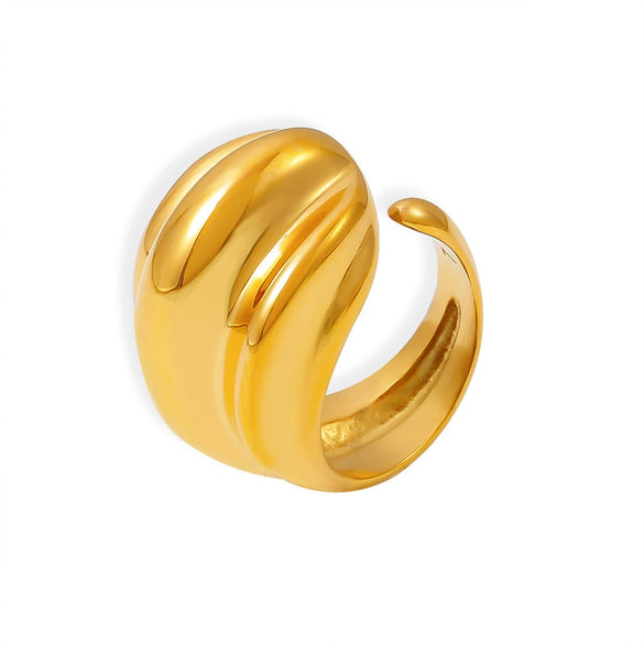 Wholesale Ring 316L Stainless Steel 18K Gold Plated Geometric Retro Design