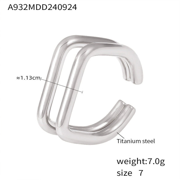 Wholesale Ring 316L Stainless Steel 18K Gold Plated Ushaped Geometric Simple Style