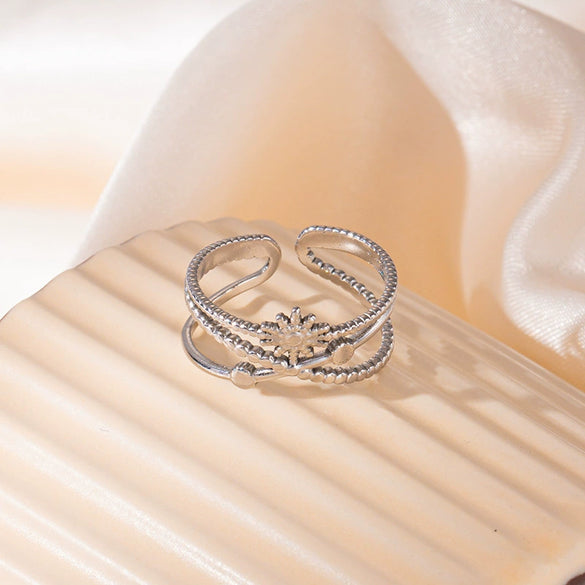 Wholesale Ring Titanium Steel Multi Layer Geometric Disc Electroplated With Letters Numbers Text