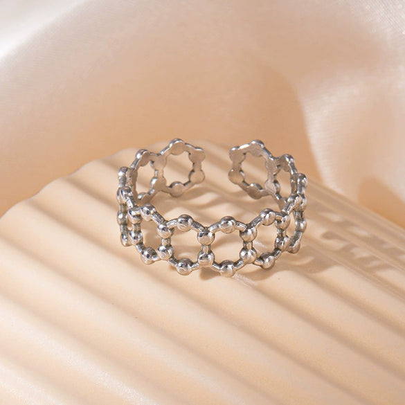 Wholesale Ring Titanium Steel Multi Layer Geometric Disc Electroplated With Letters Numbers Text
