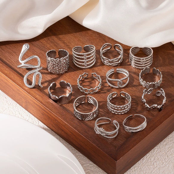 Wholesale Ring Titanium Steel Multi Layer Geometric Disc Electroplated With Letters Numbers Text