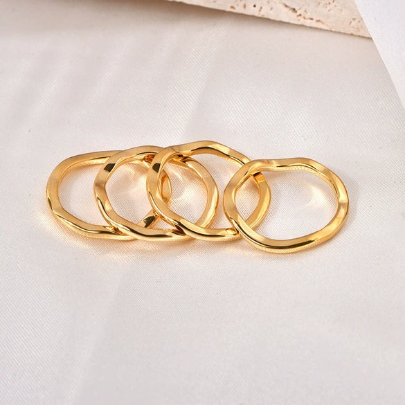 Wholesale Ring Titanium Steel Plated Gold Geometric Style Women's