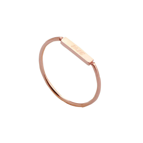 Wholesale Ring Titanium Steel Plated 18K Rose Gold Simple Love Letter Square Thin Coil Women's Fashion Tail Ring