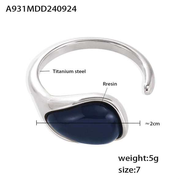 Wholesale Ring Titanium Steel Resin Drop Shaped Geometric Pvd Electroplating