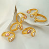 Wholesale Ring 316L Stainless Steel Retro Geometric Dropshaped Goldplated Design
